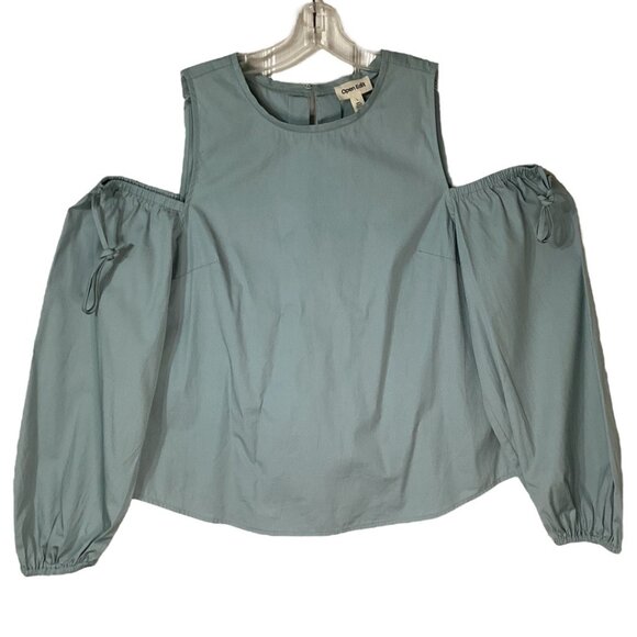 NWT Open Edit Teal Mist Cold Shoulder Long Sleeve Blouse -Women's Size Large - Picture 6 of 8